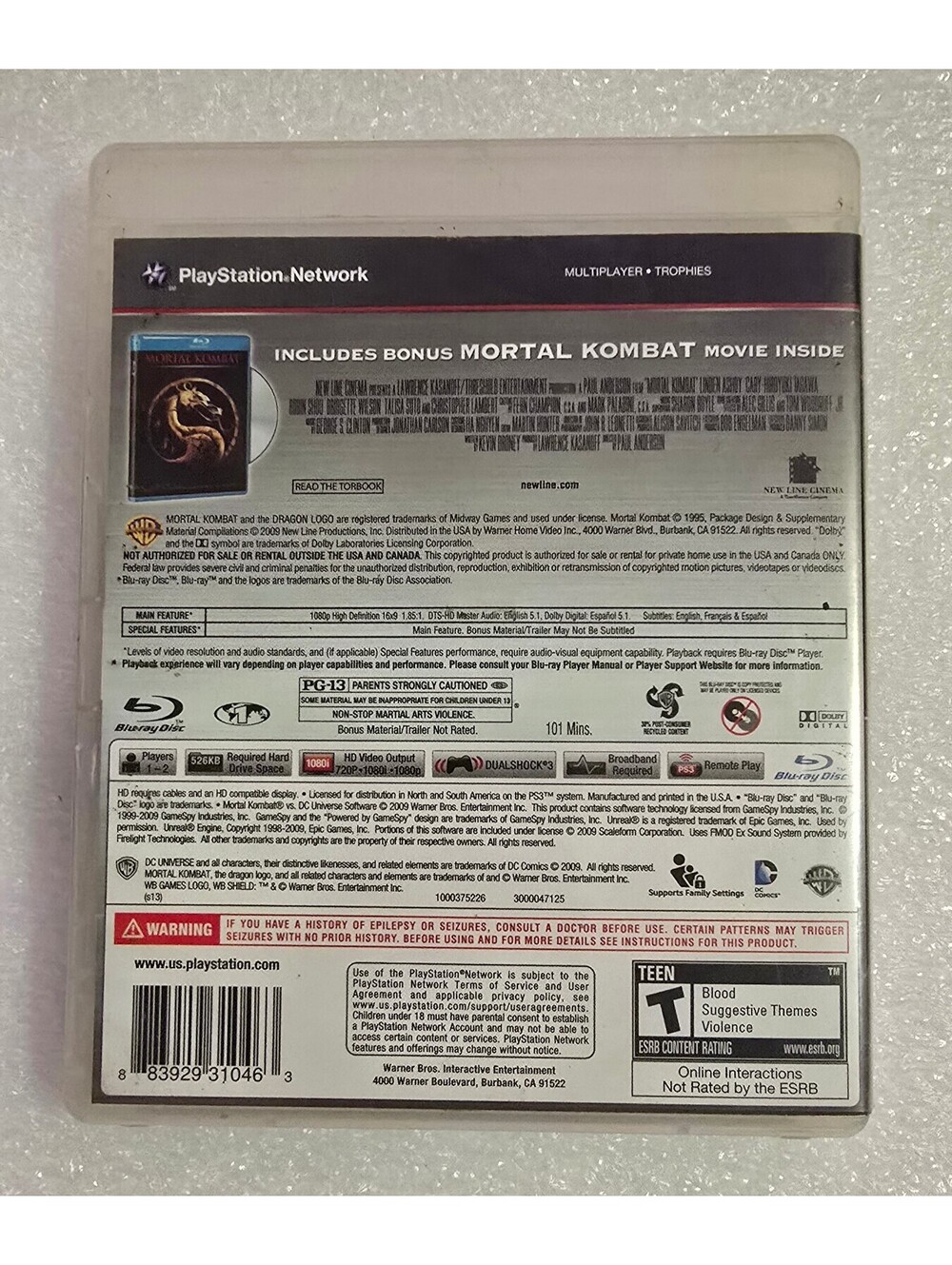 PS3 Mortal Kombat vs DC Universe 2 Pack w/MK movie bonus PlayStation 3 - Picture 9 of 9